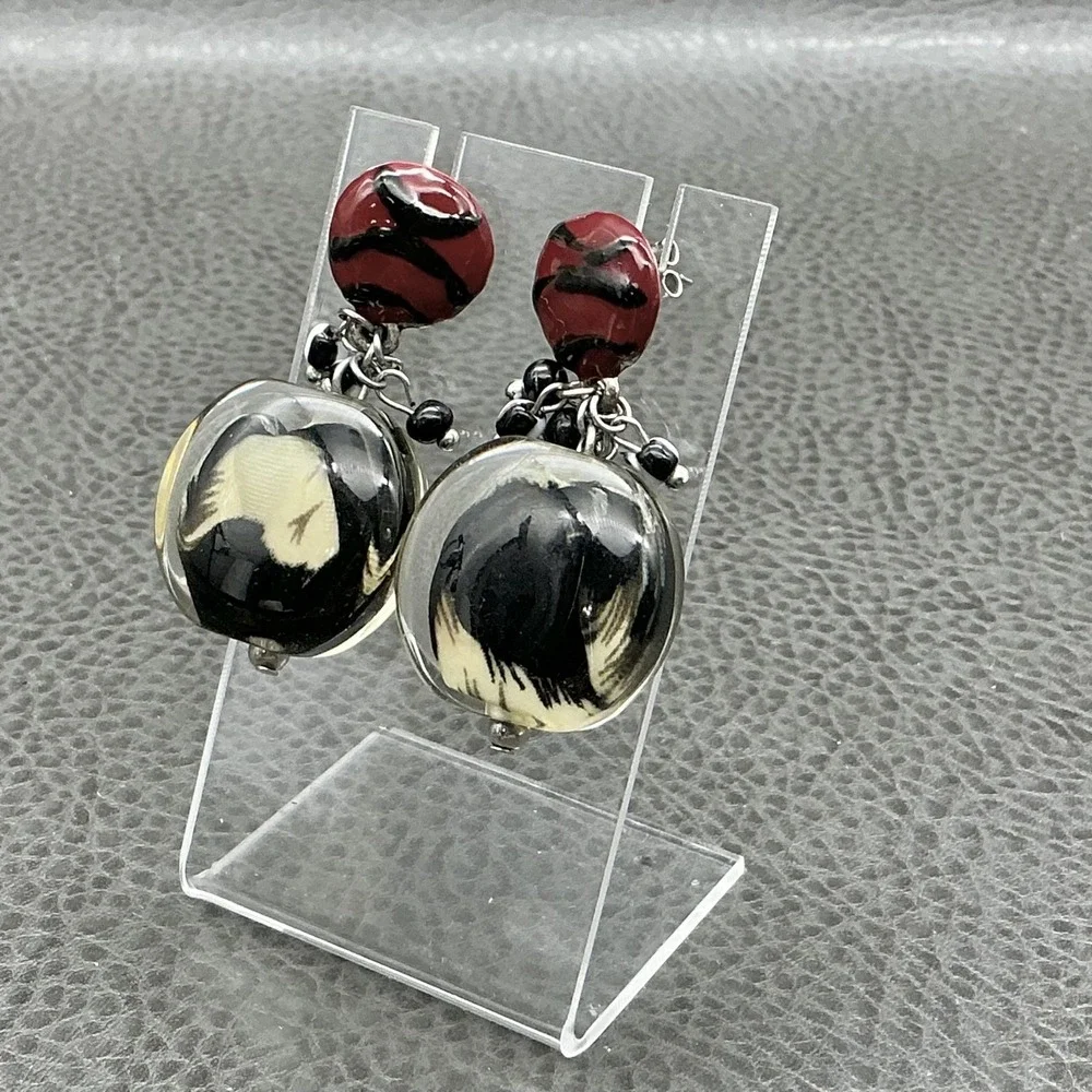Earrings Multicolor Resin Beaded Dangle Drop Stud Womens Round Statement Jewelry